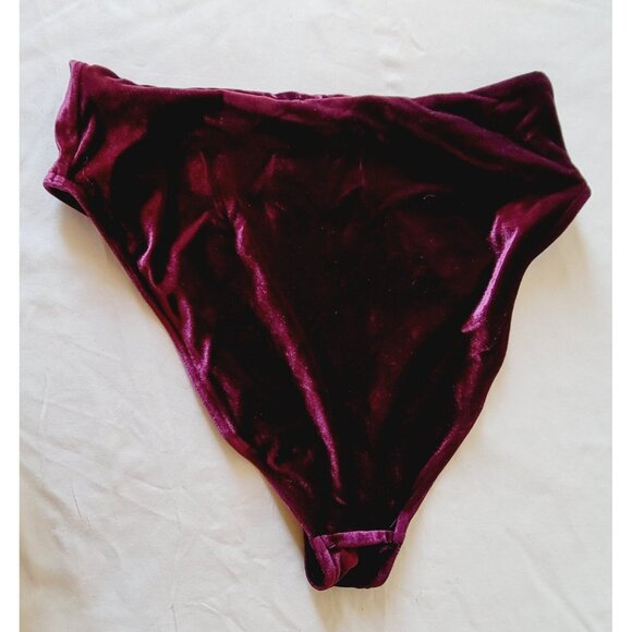 ASOS Burgundy US 8 Velour Bikini Swimsuit High Waisted High Cut Bottom - Picture 2 of 6